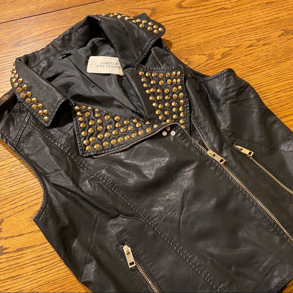 Faux leather studded vest